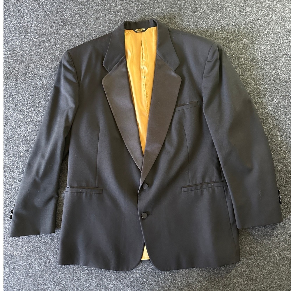 After Six Loro Piana Super 90s Wool Tuxedo Jacket Black Peak Lapel 50R Blazer